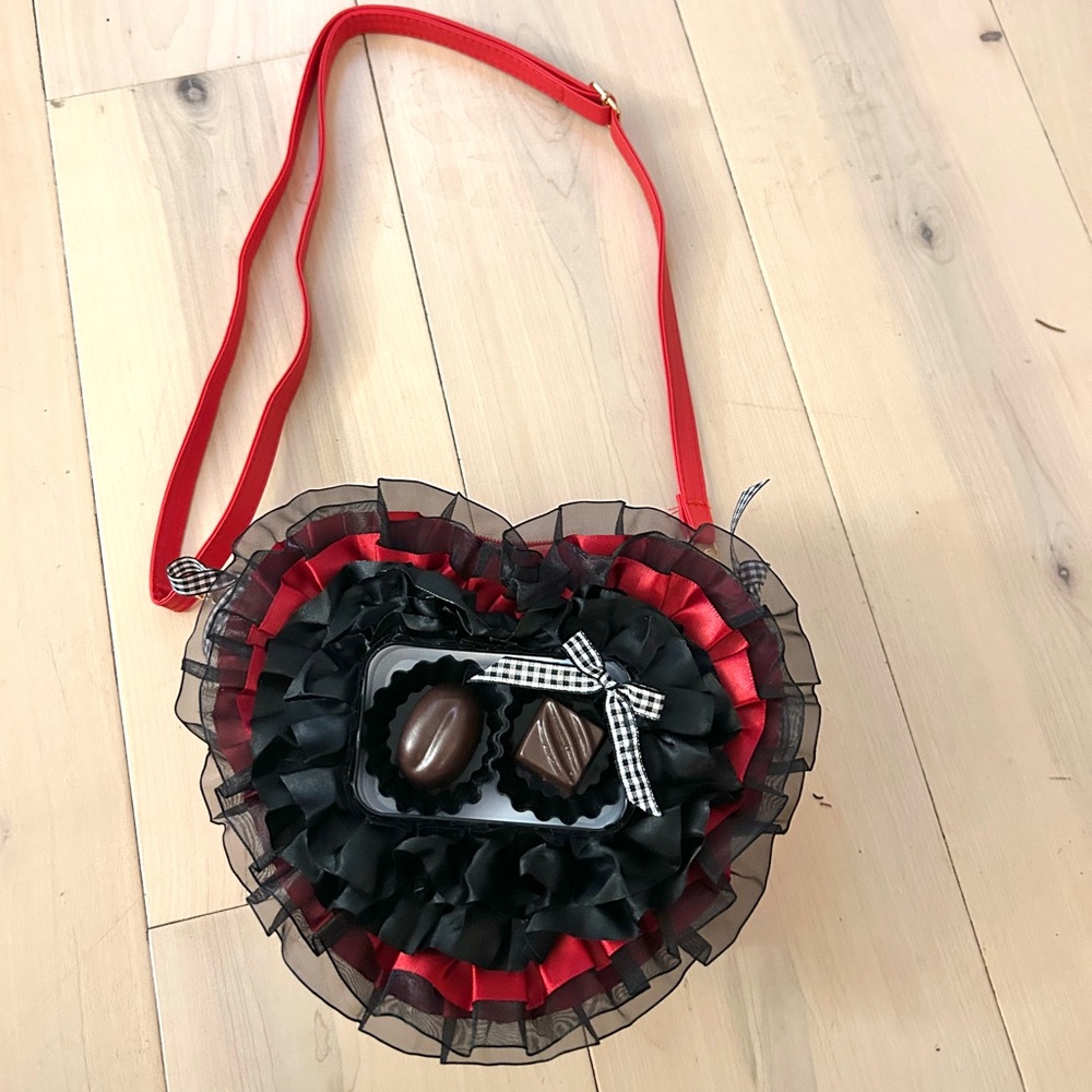 NWOT Box Of Chocolates Ruffled Crossbody Heart Purse-*Handmade